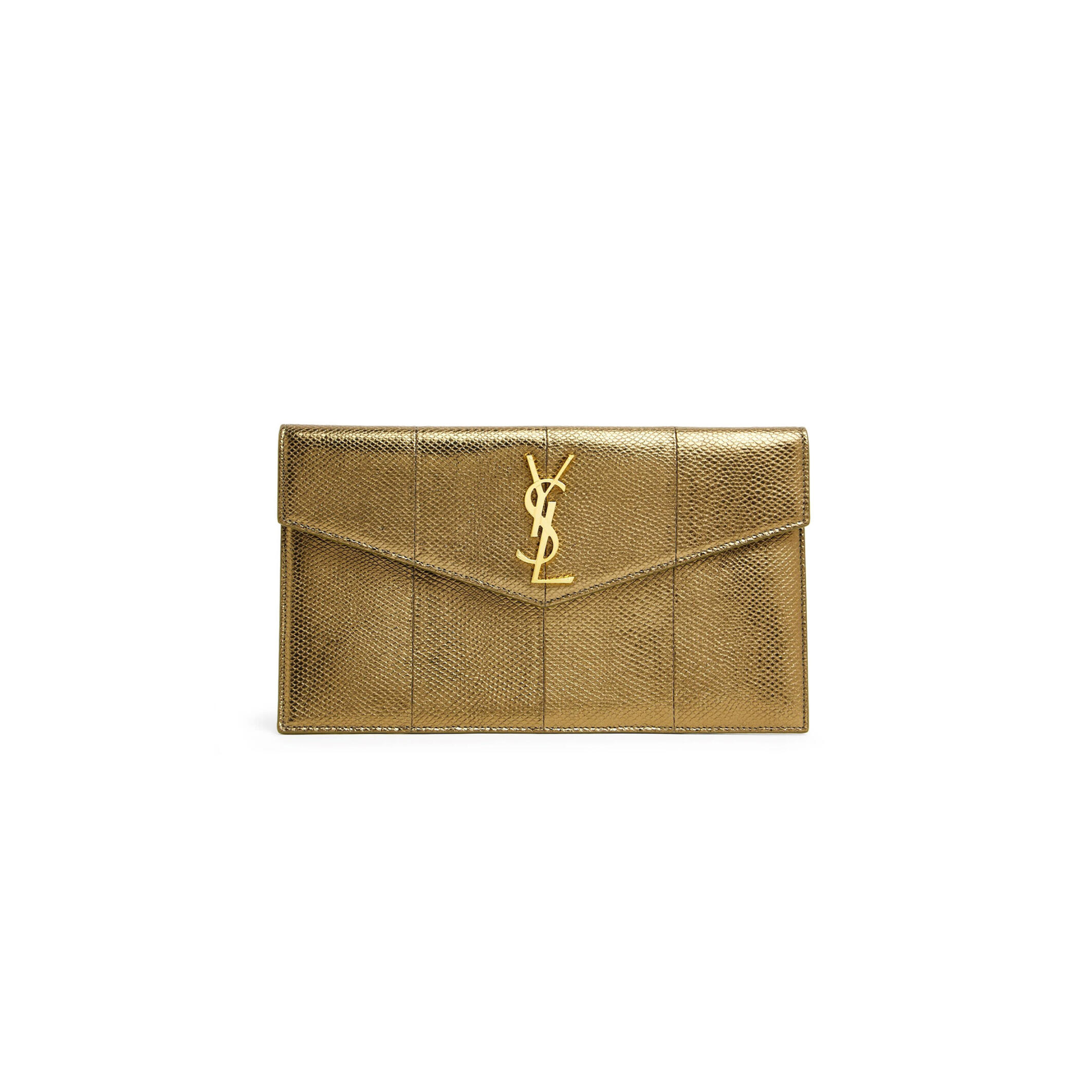 Y51 uptown Y51 metallic snakeskin pouch clutch bag in military gold 565739 (27*16*2cm)